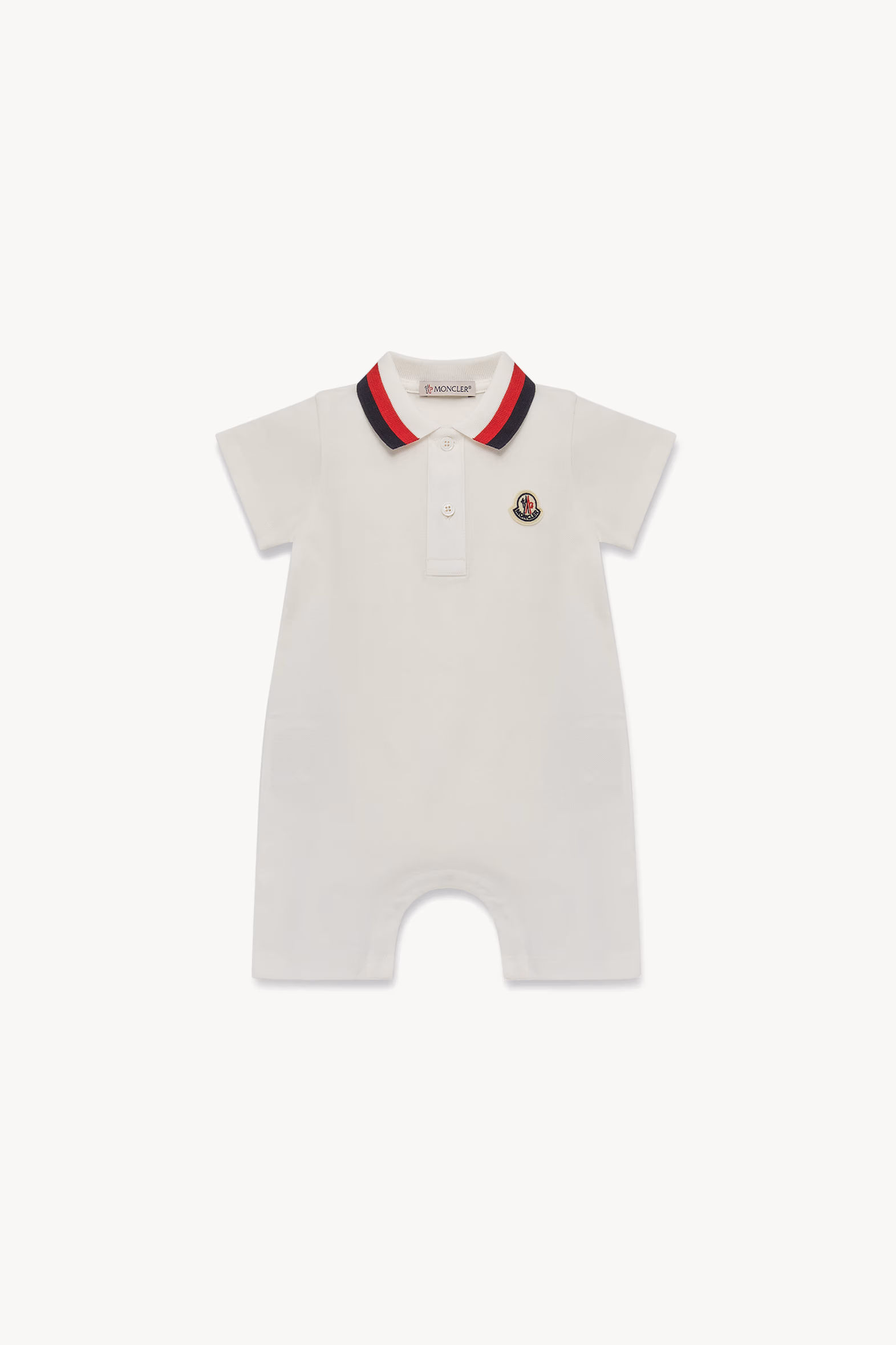 Pelele de algodón con ribete tricolor Niño Blanco Moncler 0